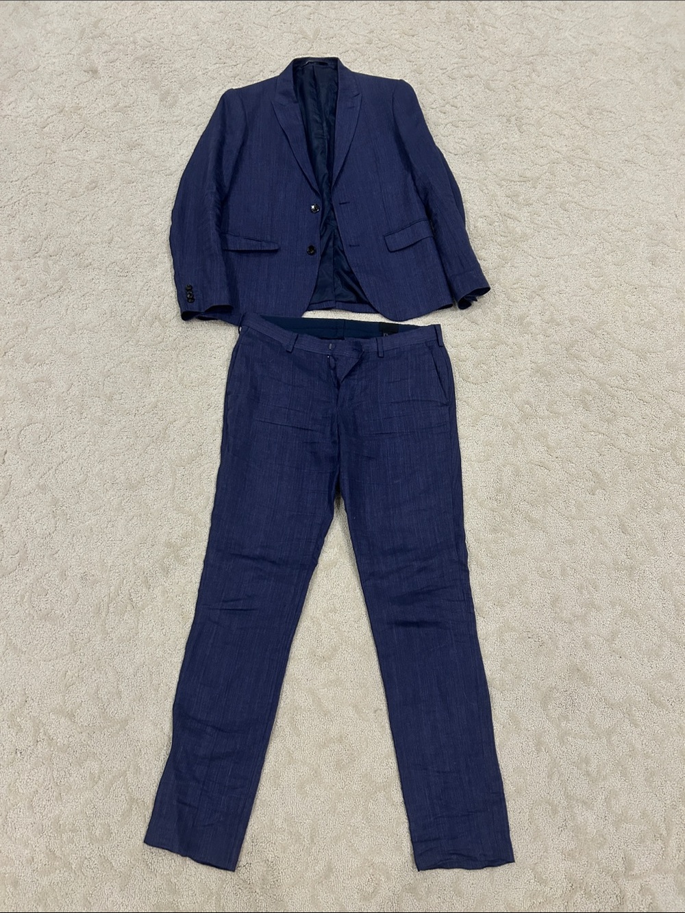 Men's Navy Blue Linen Suit and Pants